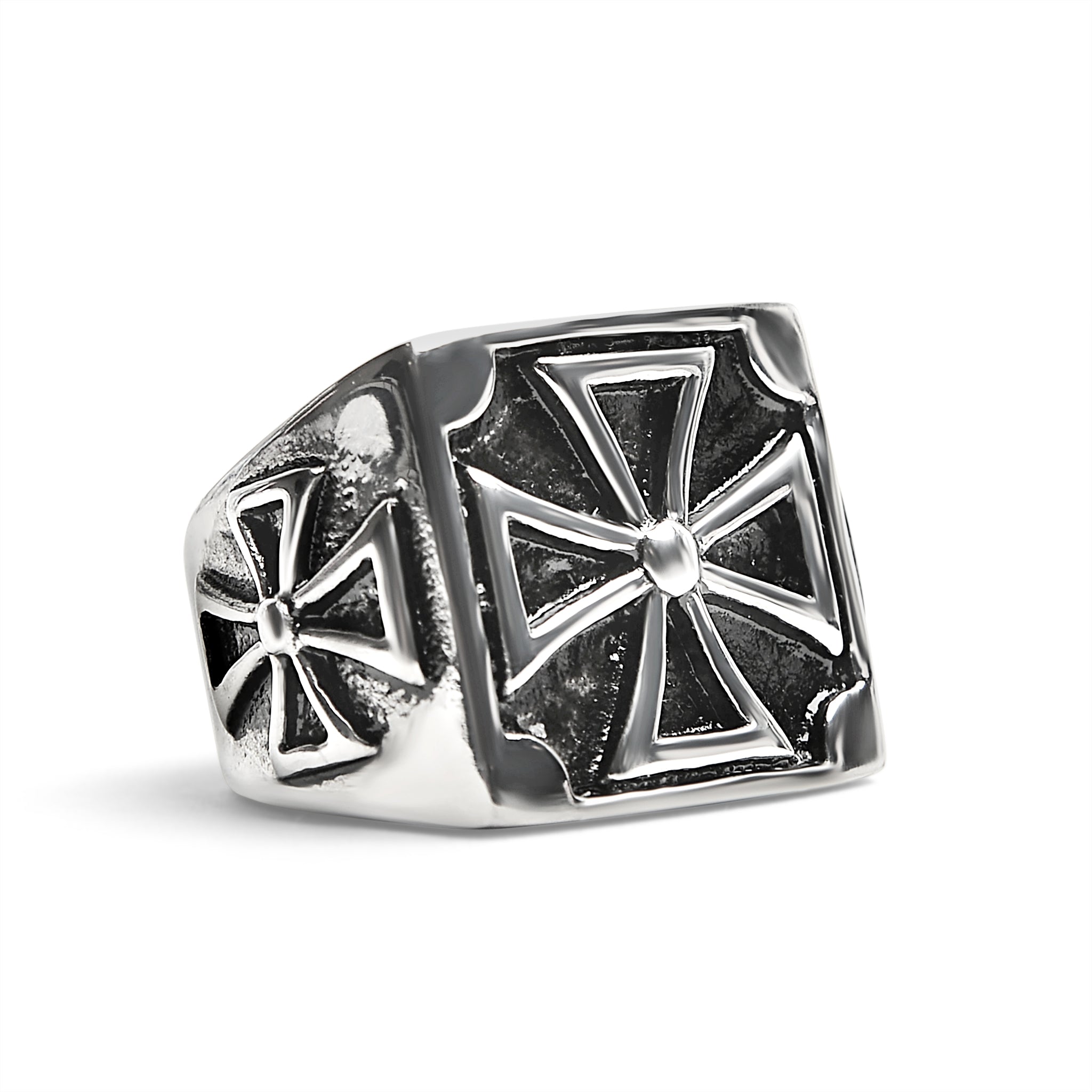 Stainless Steel Maltese Cross Signet Ring - Durable and Stylish - Jewelry & Watches - Bijou Her -  -  - 