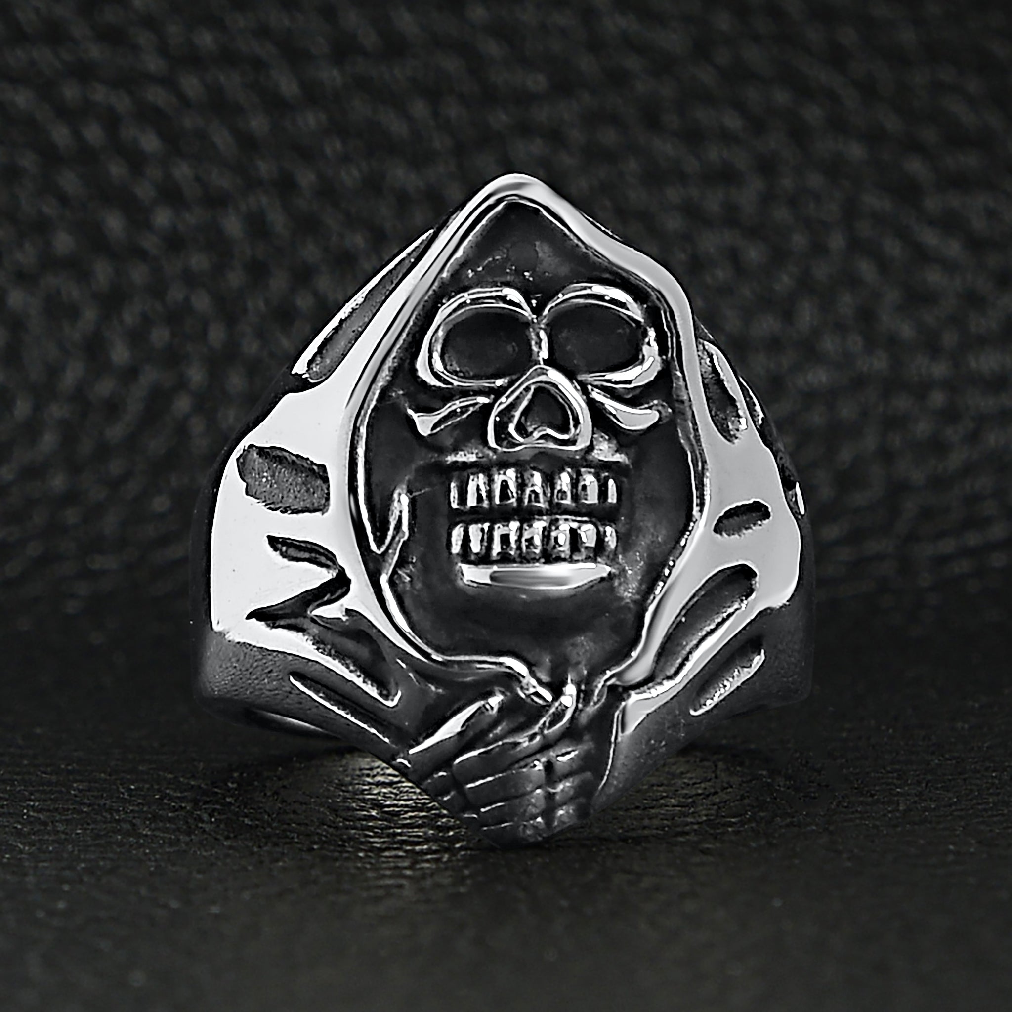 Stainless Steel Grim Reaper Skull Ring - Gothic-Chic Statement Piece for Men - Jewelry & Watches - Bijou Her -  -  - 