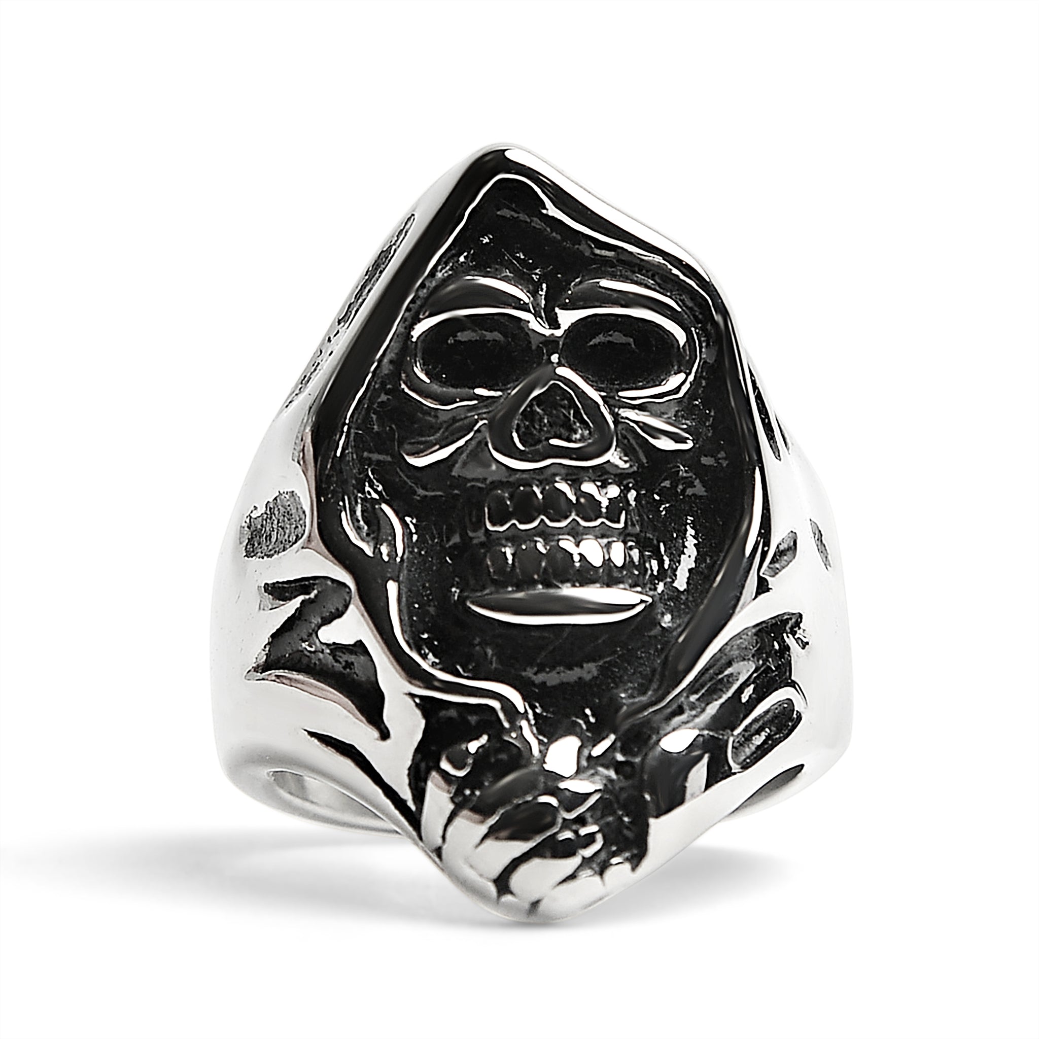 Stainless Steel Grim Reaper Skull Ring - Gothic-Chic Statement Piece for Men - Jewelry & Watches - Bijou Her -  -  - 