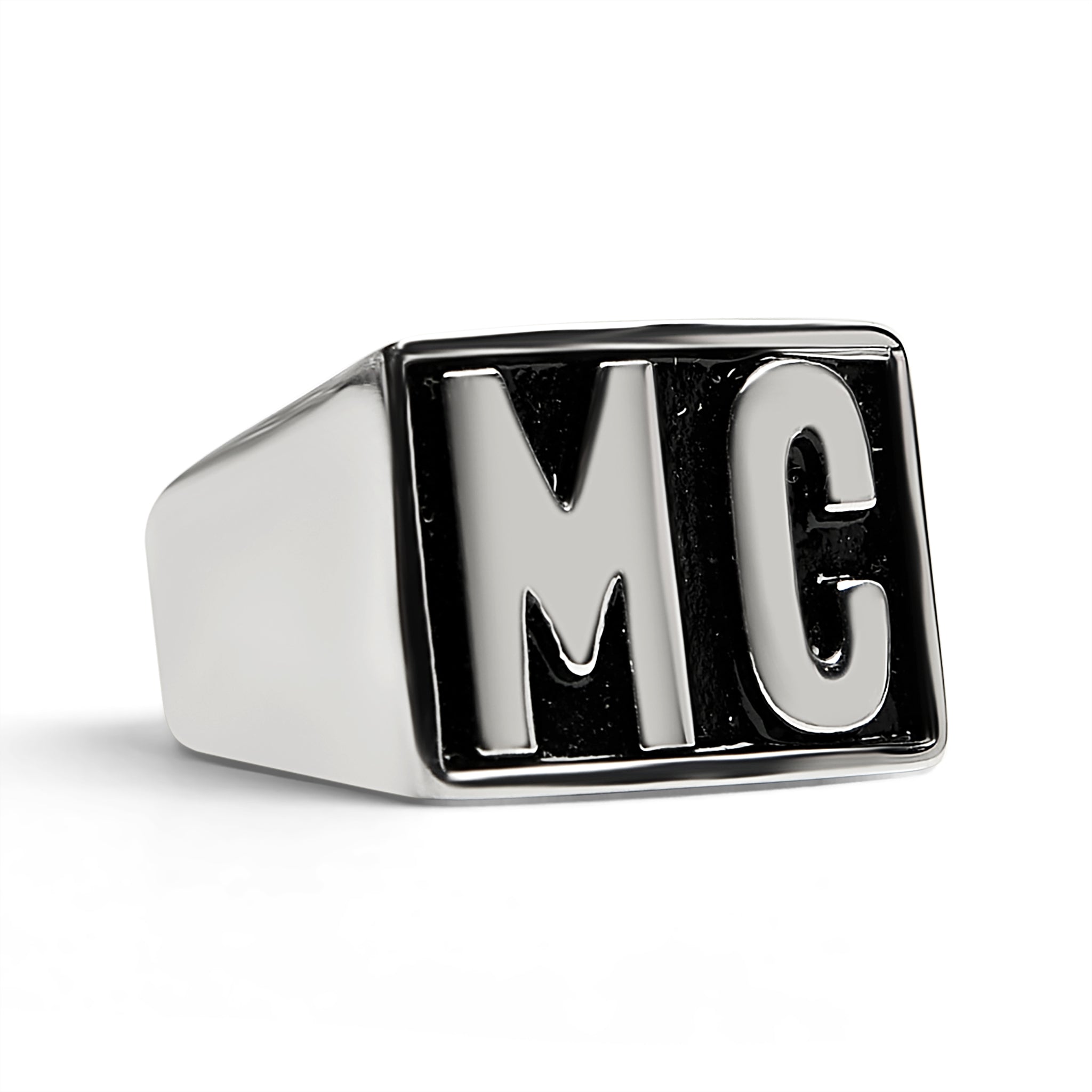 Stainless Steel "MC" Motorcycle Club Signet Ring - Durable and Hypoallergenic - Jewelry & Watches - Bijou Her -  -  - 