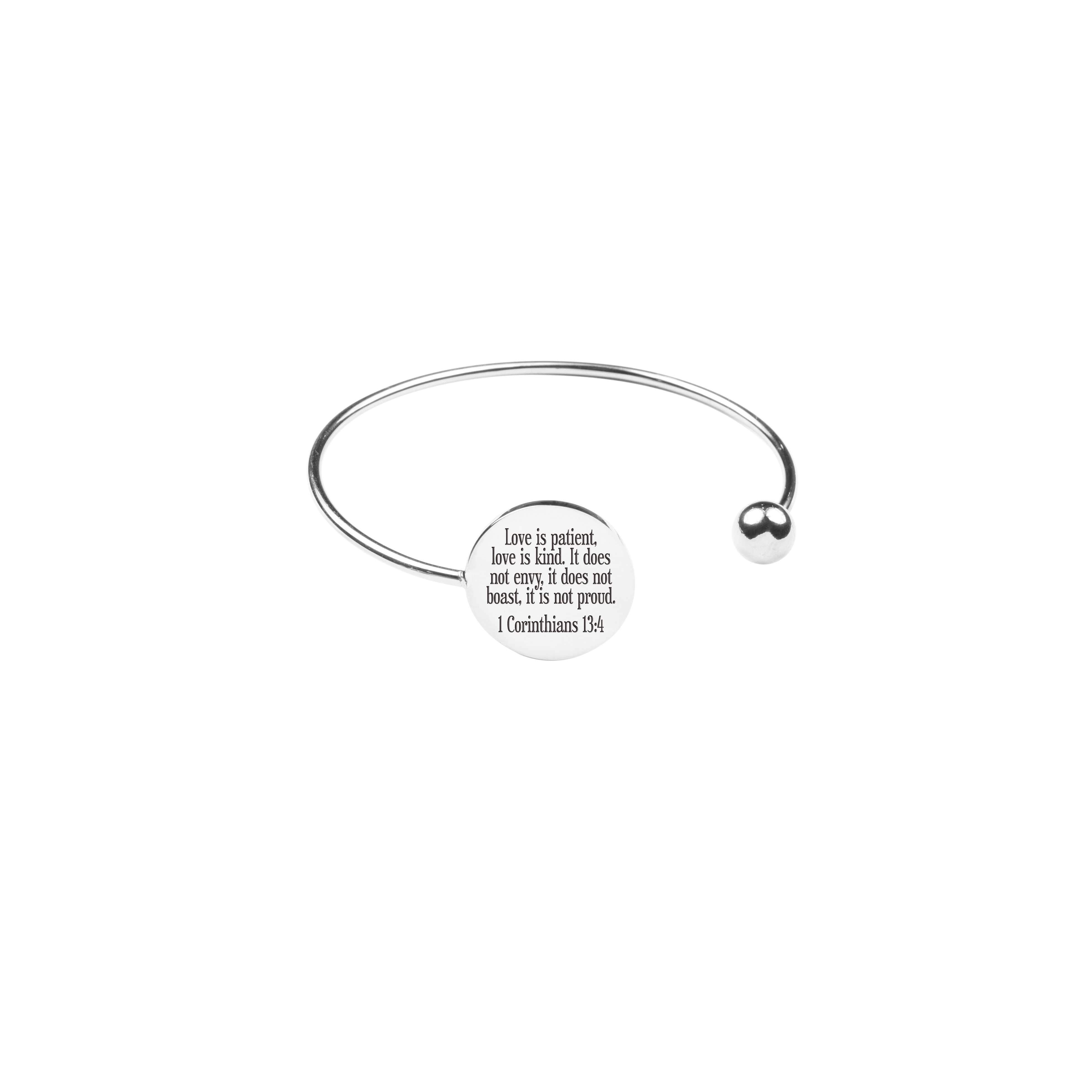 Stainless Steel Scripture Cuff with Bendable Ball Tip - 6.25 Inches, 22mm Disc - Jewelry & Watches - Bijou Her -  -  - 