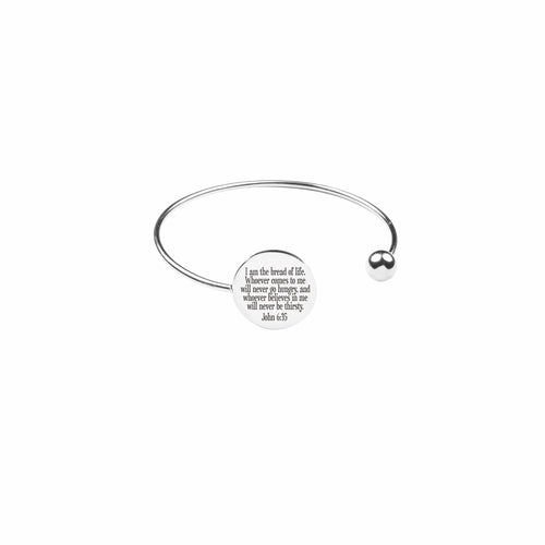 Stainless Steel Scripture Cuff with Bendable Ball Tip - 6.25 Inches, 22mm Disc - Jewelry & Watches - Bijou Her - Color - Option - 