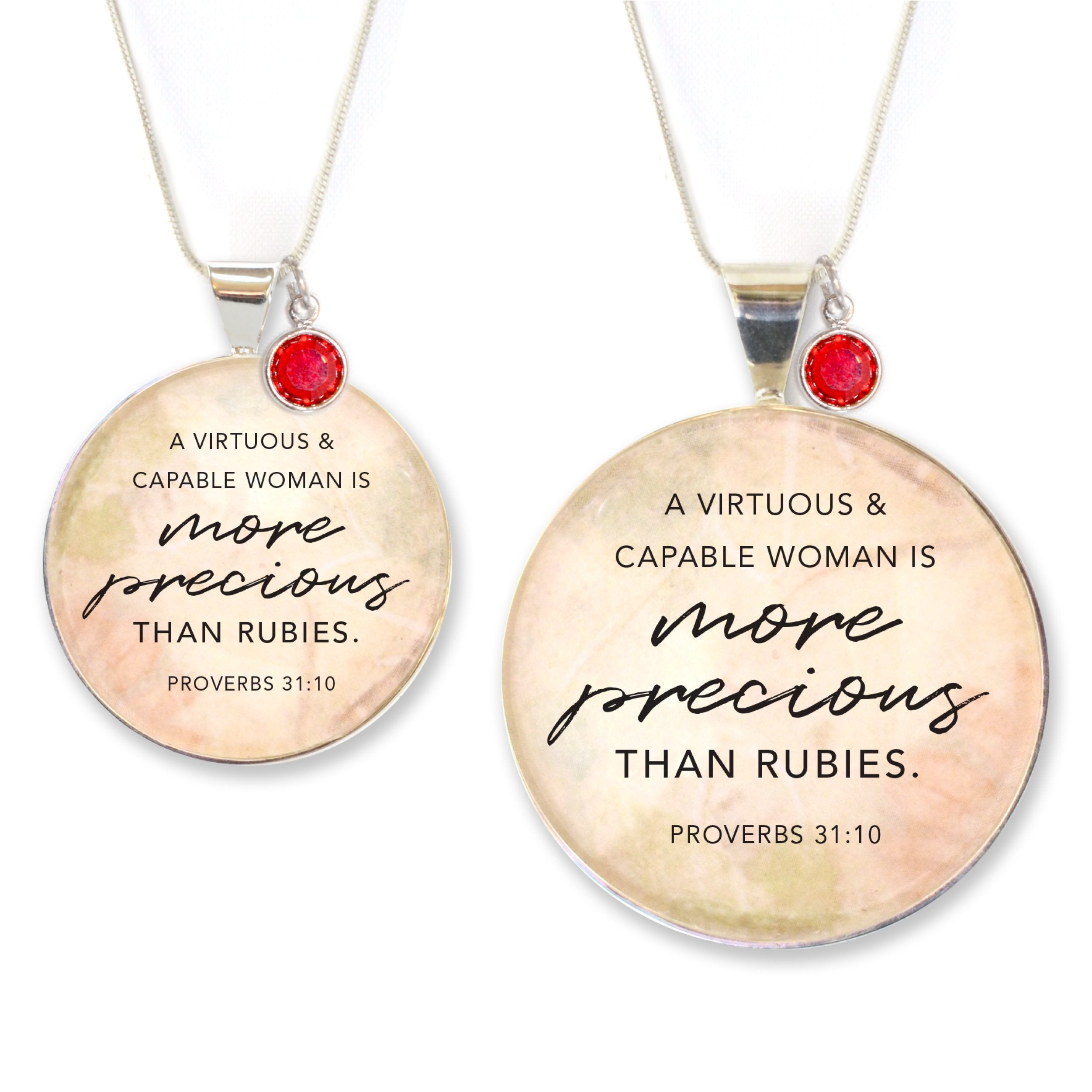 Proverbs 31 Necklace with Swarovski Charm - Virtuous Woman Jewelry - Necklaces - Bijou Her -  -  - 