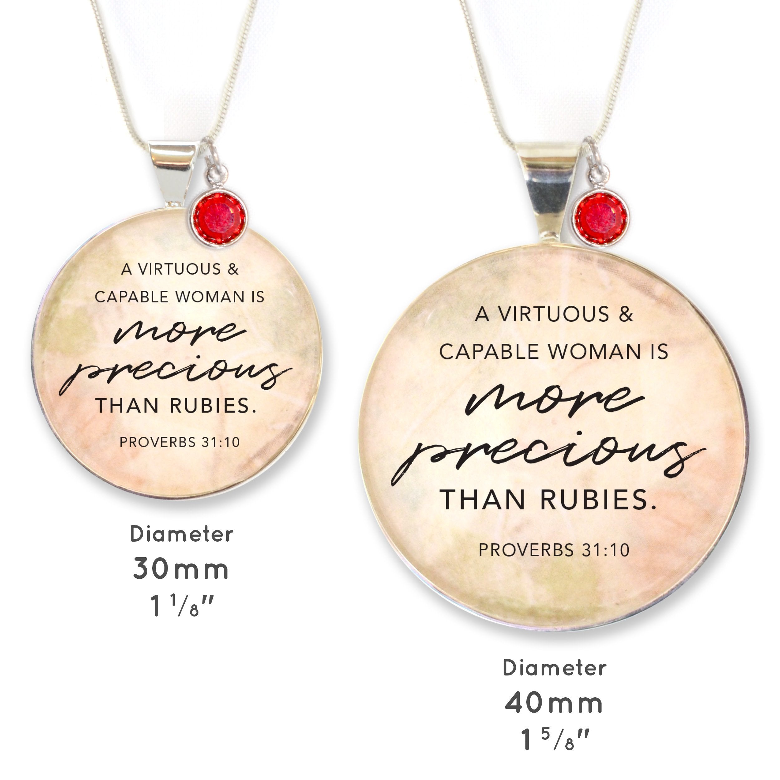 Proverbs 31 Necklace with Swarovski Charm - Virtuous Woman Jewelry - Necklaces - Bijou Her -  -  - 