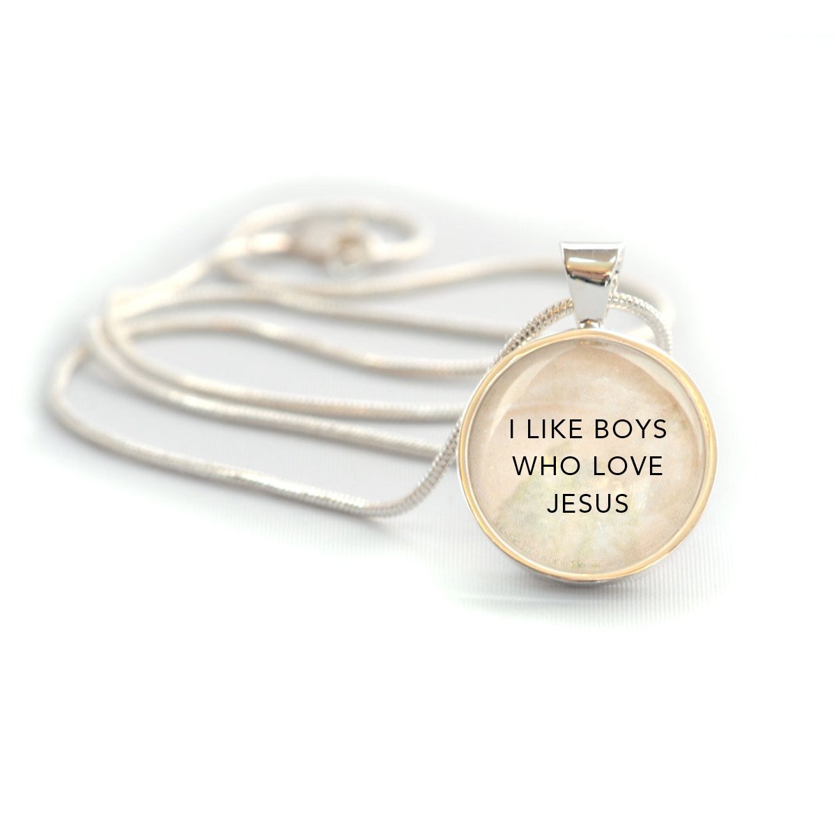 I Like Boys Who Love Jesus Silver-Plated Pendant Necklace for Christian Girls - Necklaces - Bijou Her -  -  - 