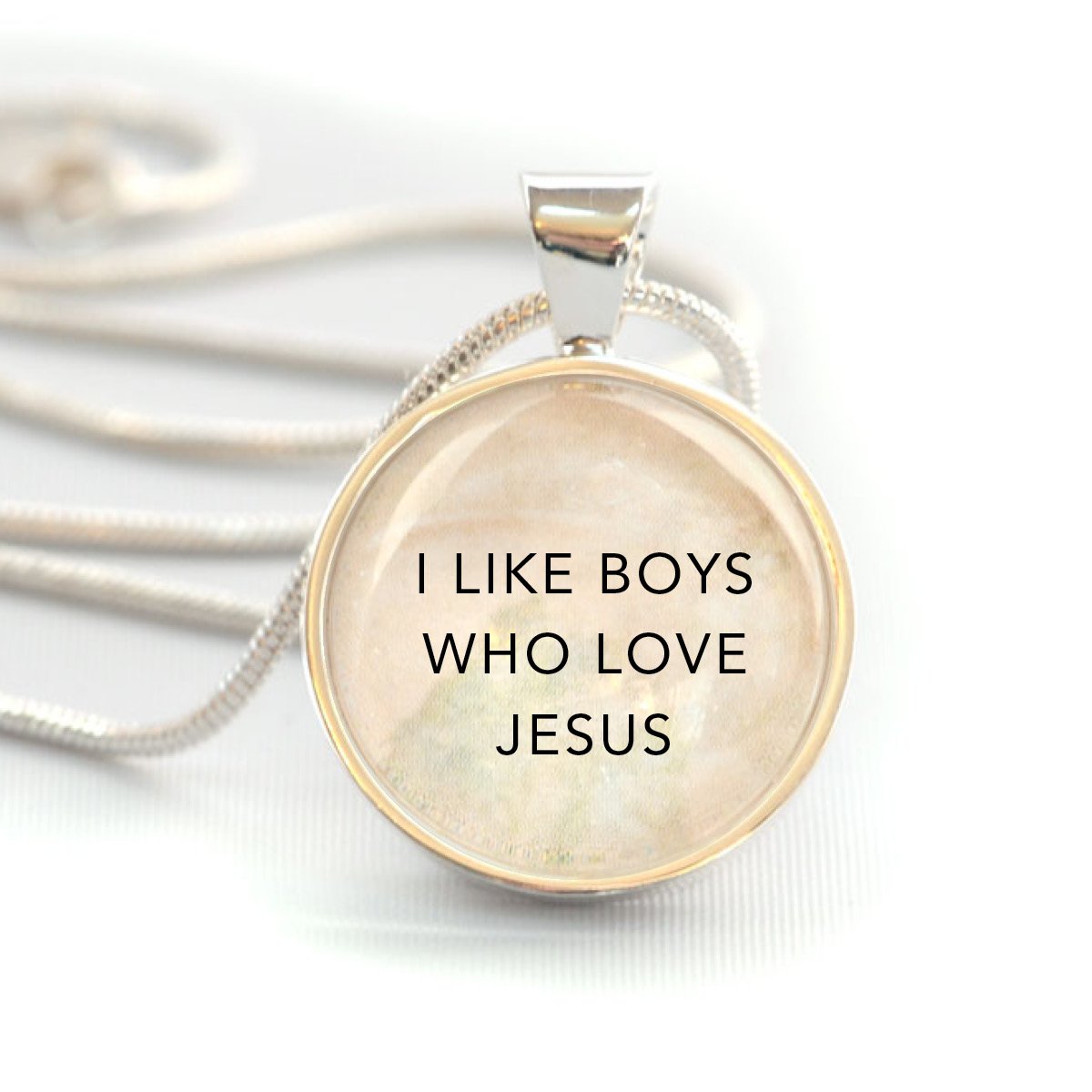 I Like Boys Who Love Jesus Silver-Plated Pendant Necklace for Christian Girls - Necklaces - Bijou Her -  -  - 