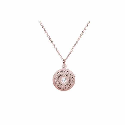 Inspirational Round Pendant Necklace with Austrian Crystals in Stainless Steel - Jewelry & Watches - Bijou Her - Color - Option - 