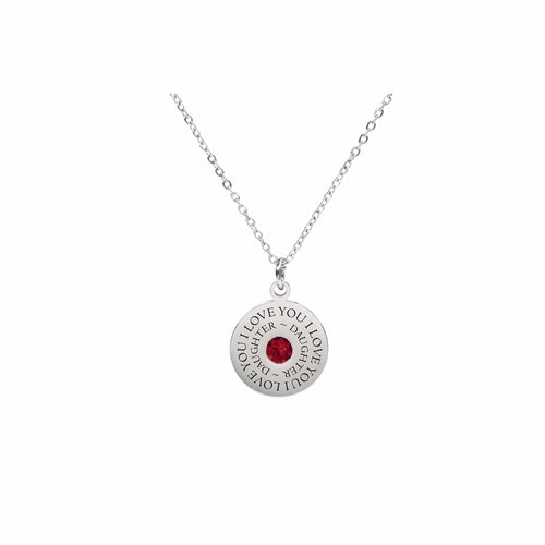Inspirational Round Pendant Necklace with Austrian Crystals in Stainless Steel - Jewelry & Watches - Bijou Her - Color - Option - 