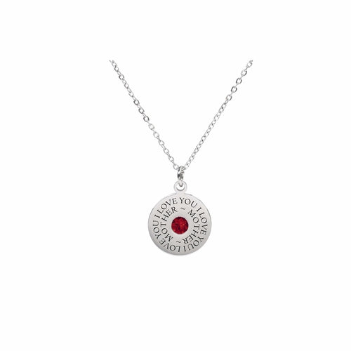 Inspirational Round Pendant Necklace with Austrian Crystals in Stainless Steel - Jewelry & Watches - Bijou Her - Color - Option - 