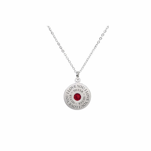 Inspirational Round Pendant Necklace with Austrian Crystals in Stainless Steel - Jewelry & Watches - Bijou Her - Color - Option - 