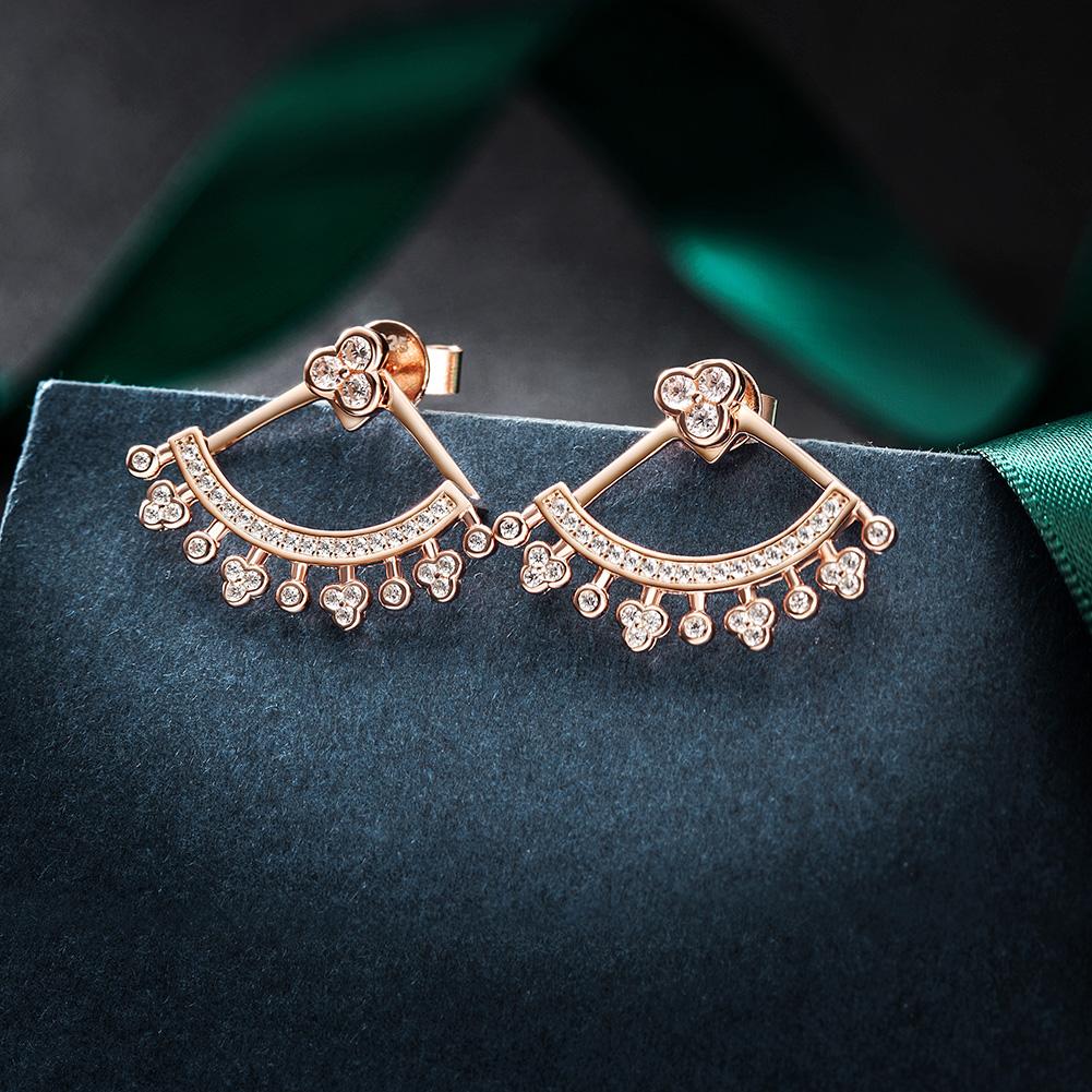 Hypoallergenic PAVÉ Ear Jacket Earrings in Gold, Rose Gold, and Silver - Jewelry & Watches - Bijou Her -  -  - 
