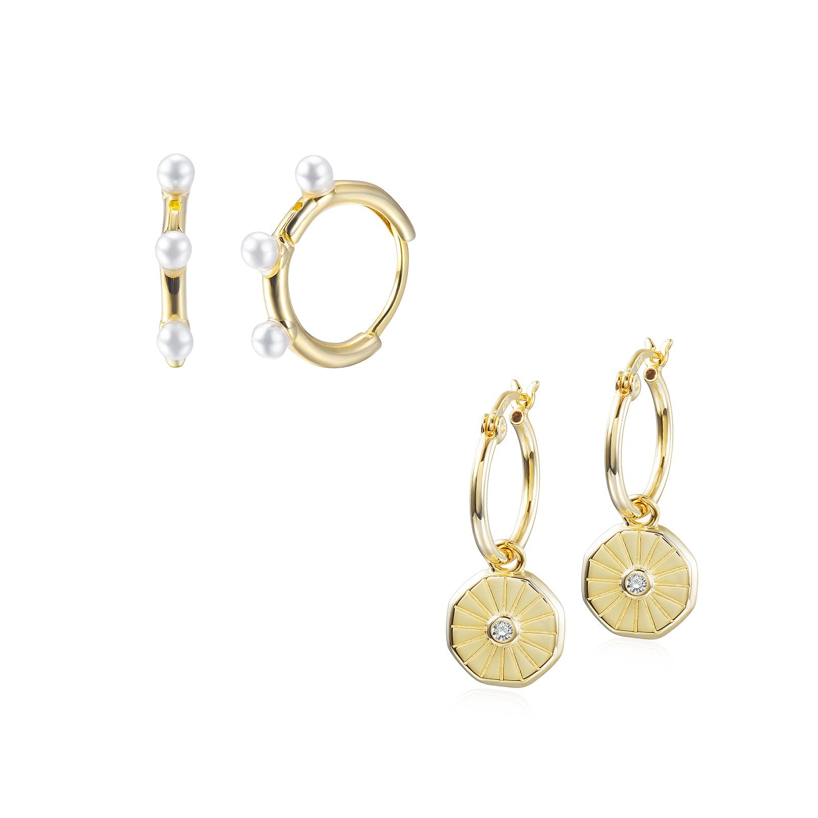 Pearl Sunburst Earrings Set - Jewelry & Watches - Bijou Her -  -  - 