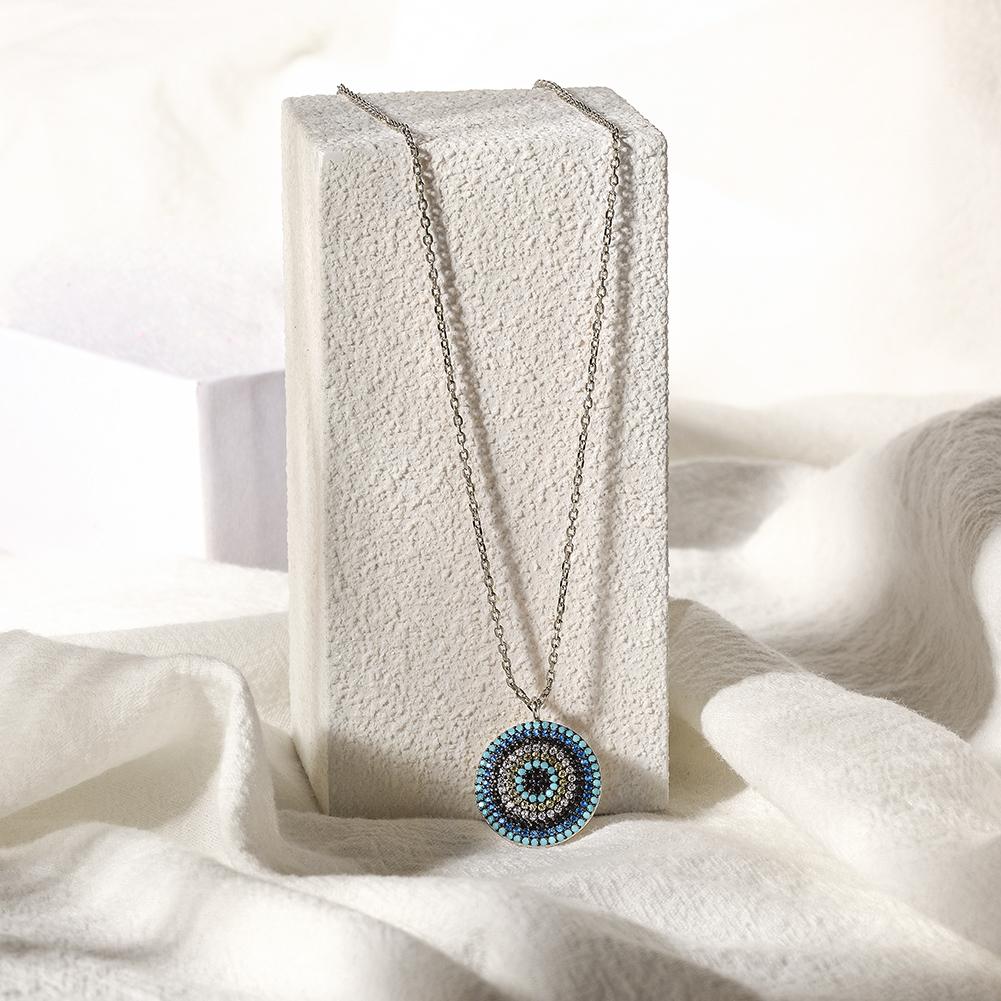 Protective Evil Eye Pendant Necklace with Nano Turquoise and Zircon Stones - Jewelry & Watches - Bijou Her -  -  - 