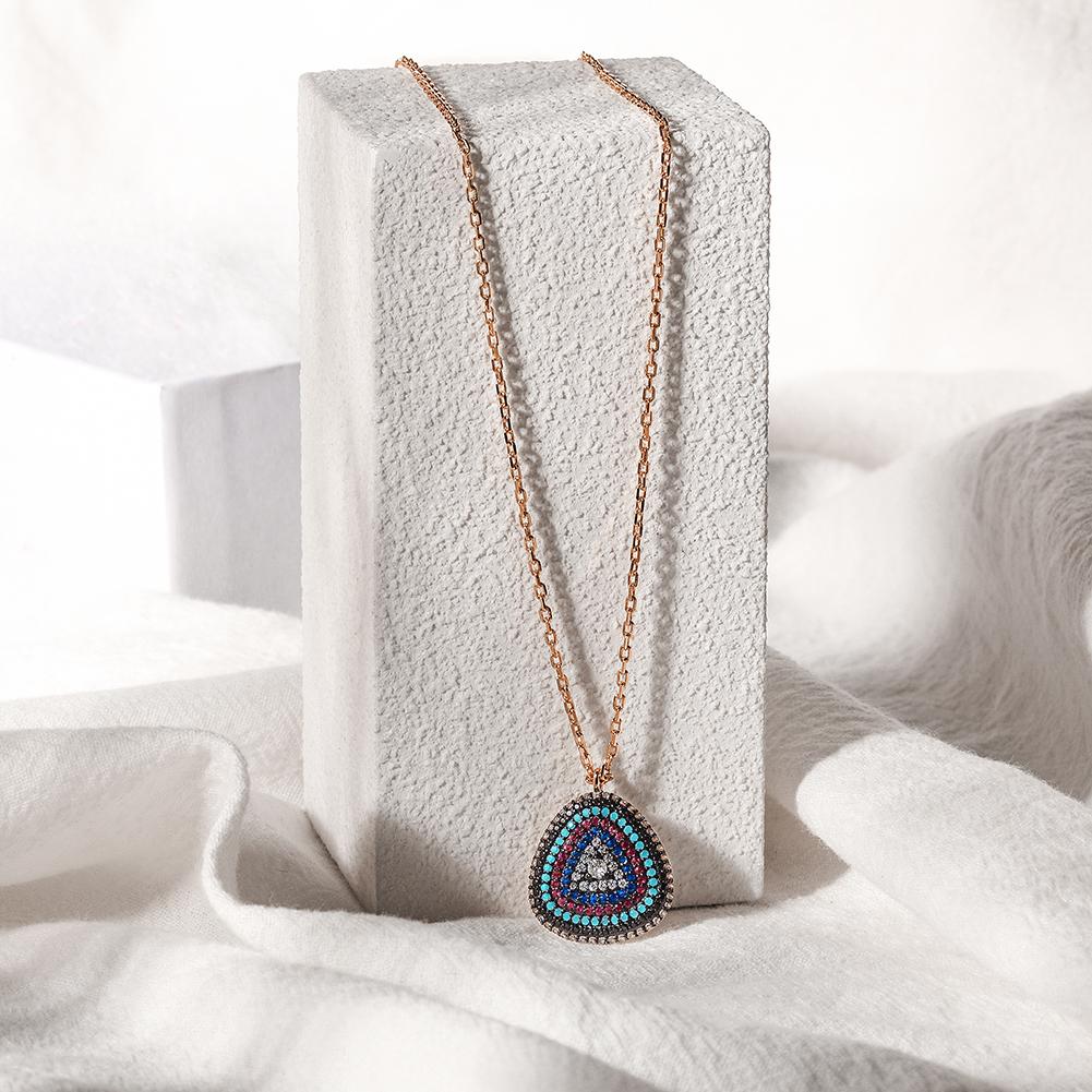 Protective Evil Eye Pendant Necklace - Sterling Silver with Nano Turquoise and Zircon Stones - Jewelry & Watches - Bijou Her -  -  - 