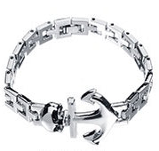 Titanium Steel Skull Ship Anchor Bracelet - 20cm, 9.5mm, 25g - Jewelry & Watches - Bijou Her -  -  - 
