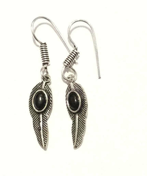 Handmade Feather Stone Leaf Dangling Earrings - Variety of Colors - Hypoallergenic & Adjustable - Jewelry & Watches - Bijou Her - Color -  - 