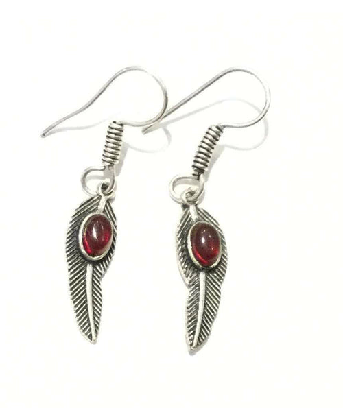 Handmade Feather Stone Leaf Dangling Earrings - Variety of Colors - Hypoallergenic & Adjustable - Jewelry & Watches - Bijou Her - Color -  - 