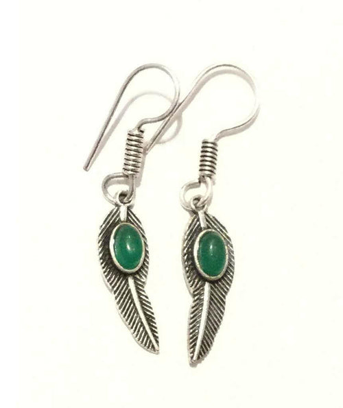 Handmade Feather Stone Leaf Dangling Earrings - Variety of Colors - Hypoallergenic & Adjustable - Jewelry & Watches - Bijou Her - Color -  - 