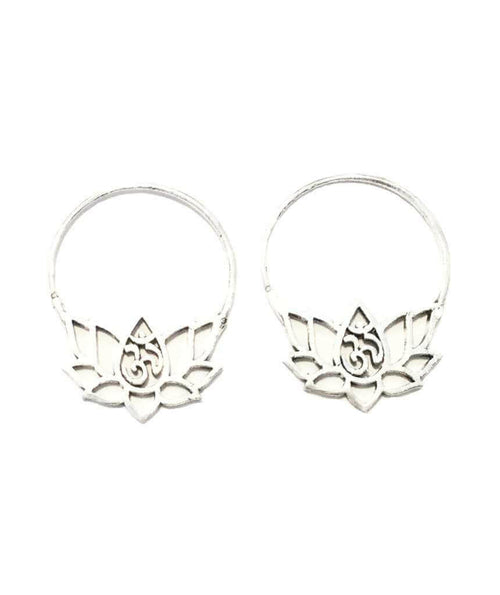 Handmade Gold Om Lotus Flower Earrings - Hypoallergenic Brass and Silver Jewelry for Sensitive Skin - Jewelry & Watches - Bijou Her - Size -  - 