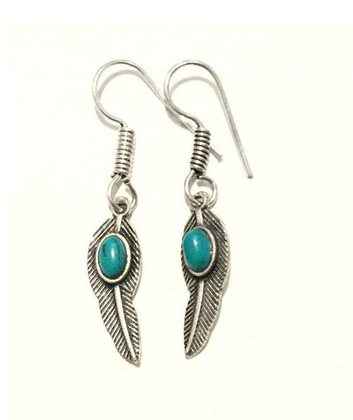 Handmade Feather Stone Leaf Dangling Earrings - Variety of Colors - Hypoallergenic & Adjustable - Jewelry & Watches - Bijou Her - Color -  - 
