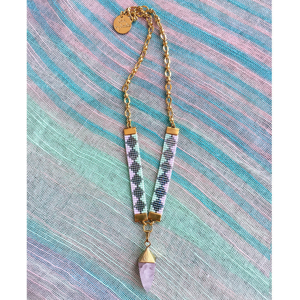 Rose Quartz Pendant Necklace by Shh by Sadie - British Designer Jewelry for Summer - Necklaces - Bijou Her -  -  - 