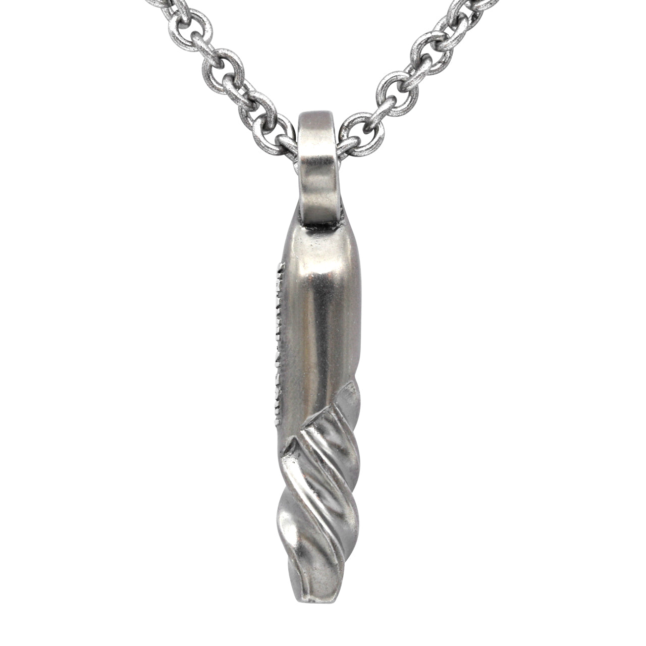 Twisted Steel Pendant Necklace - Unique Stainless Steel Jewelry with True N' Raven Brand Etching - Jewelry & Watches - Bijou Her -  -  - 