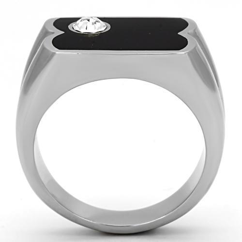 Men's Stainless Steel Ring with Synthetic Crystal - High-Polished and Hypoallergenic - Jewelry & Watches - Bijou Her -  -  - 