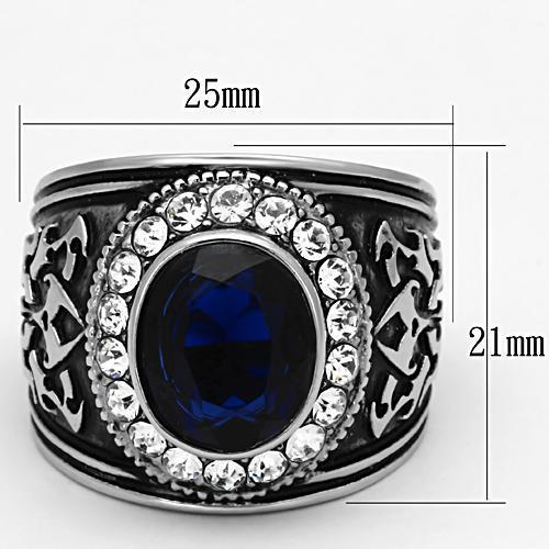 High Polished Stainless Steel Montana Ring with Synthetic Glass - Men's Jewelry - Jewelry & Watches - Bijou Her -  -  - 