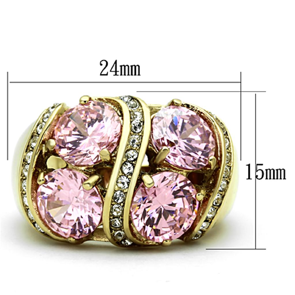 Rose CZ Stainless Steel Ring - Hypoallergenic Women's Jewelry - Jewelry & Watches - Bijou Her -  -  - 