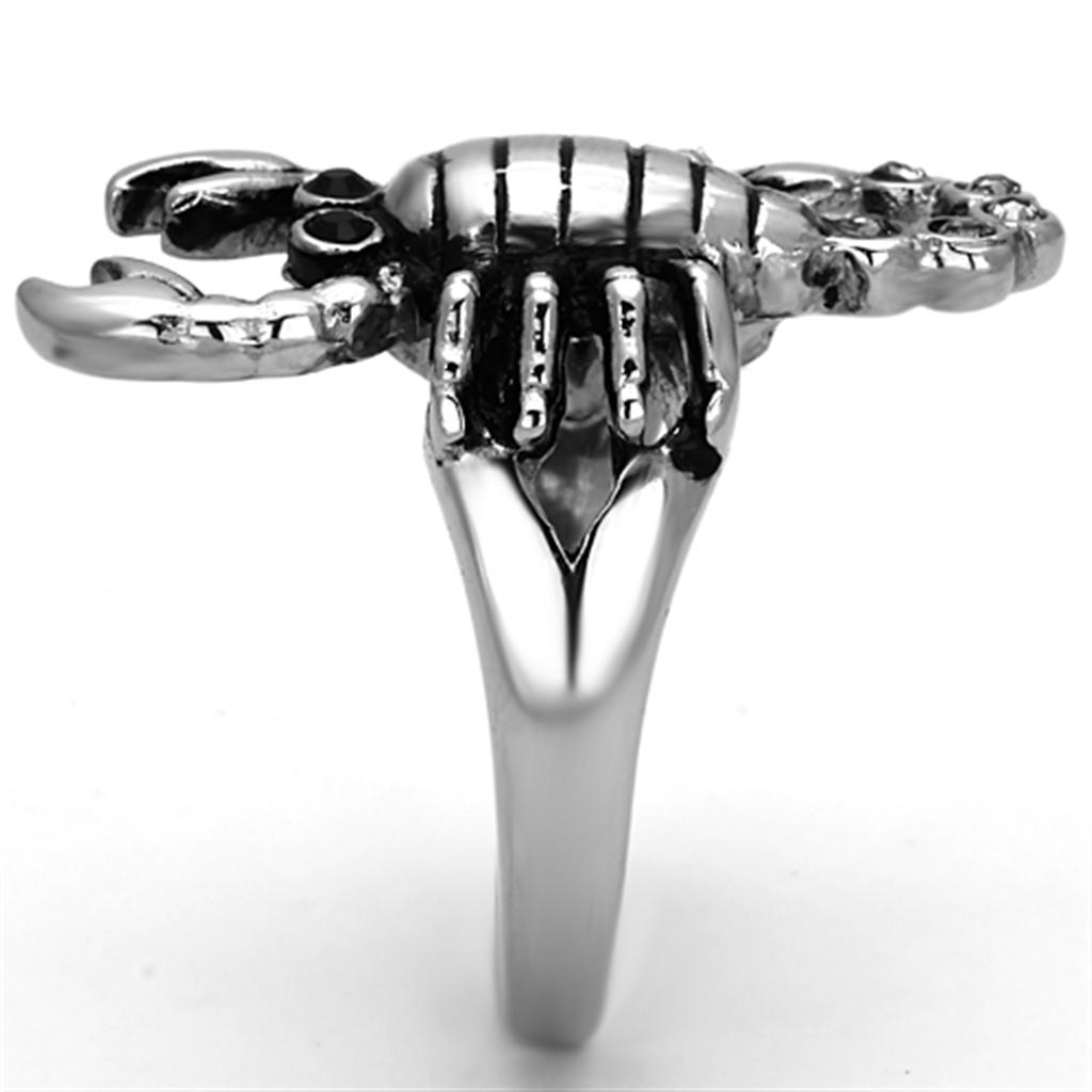 Stainless Steel Women's Rings with Synthetic Crystals - High Polished Jet Design - Jewelry & Watches - Bijou Her -  -  - 