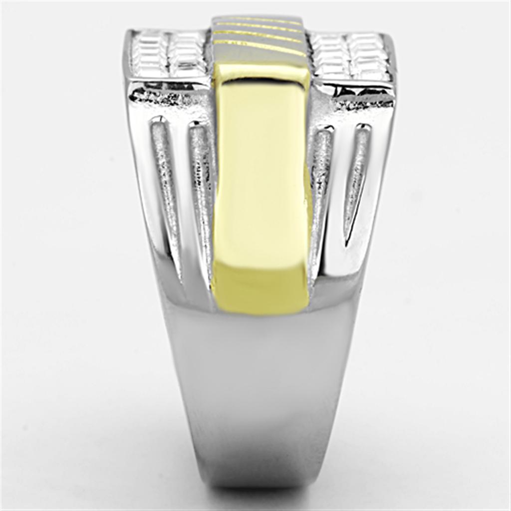 Stainless Steel Two-Tone Gold Men's Ring with Synthetic Crystal - Hypoallergenic and Stylish - Jewelry & Watches - Bijou Her -  -  - 