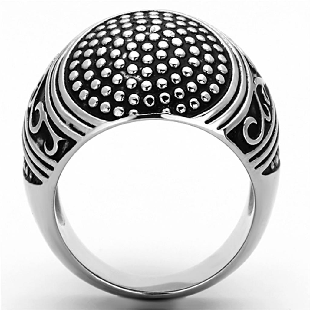 High Polished Stainless Steel Ring with Jet Epoxy Center Stone - In Stock, Ships in 1 Day - Jewelry & Watches - Bijou Her -  -  - 
