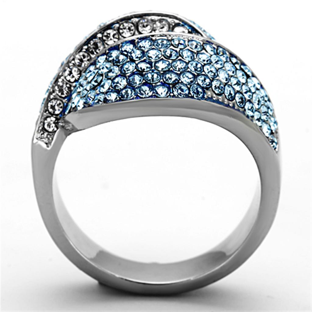 Sea Blue Synthetic Crystal Stainless Steel Ring for Women - Jewelry & Watches - Bijou Her -  -  - 