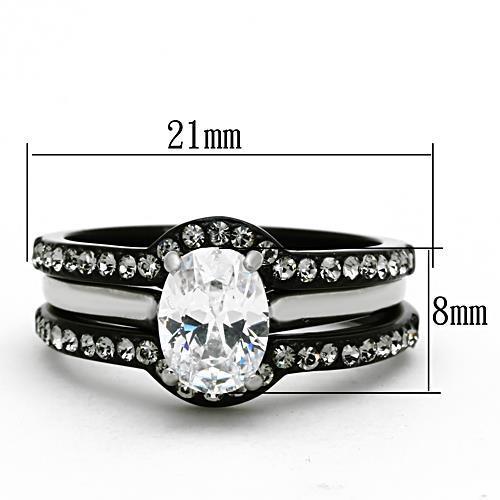 Two-Tone Black Stainless Steel Ring with AAA CZ - Ships in 1 Day - Jewelry & Watches - Bijou Her -  -  - 