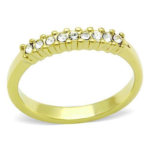 Stainless Steel Women's Ring with Clear Synthetic Crystal and Gold Plating - Hypoallergenic and Stylish - Jewelry & Watches - Bijou Her -  -  - 