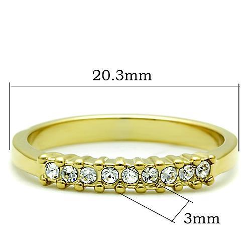 Stainless Steel Women's Ring with Clear Synthetic Crystal and Gold Plating - Hypoallergenic and Stylish - Jewelry & Watches - Bijou Her -  -  - 