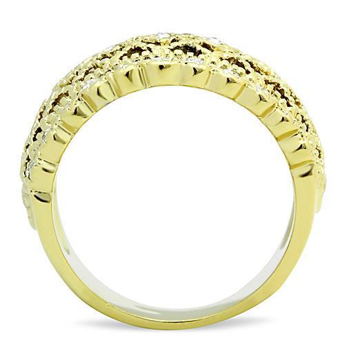 Stainless Steel Women's Rings with Synthetic Crystals - Clear and IP Gold Plating - Jewelry & Watches - Bijou Her -  -  - 