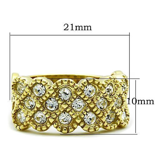 Stainless Steel Women's Rings with Synthetic Crystals - Clear and IP Gold Plating - Jewelry & Watches - Bijou Her -  -  - 