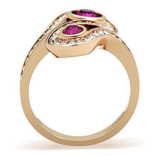 Stainless Steel Fuchsia Crystal Rings for Women - Rose Gold Plated Jewelry - Jewelry & Watches - Bijou Her -  -  - 