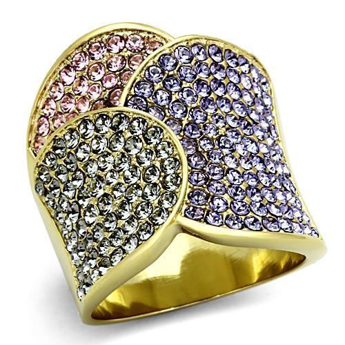 Multi-Color Synthetic Crystal Women's Ring - Stainless Steel, IP Gold Plating - Jewelry & Watches - Bijou Her -  -  - 