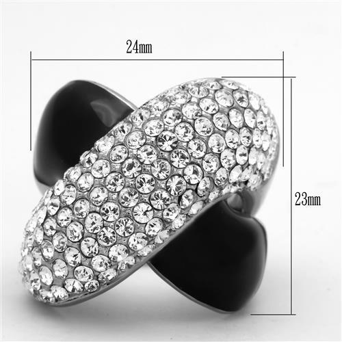 Stainless Steel Women's Ring with Clear Synthetic Crystal - High Polished - Jewelry & Watches - Bijou Her -  -  - 