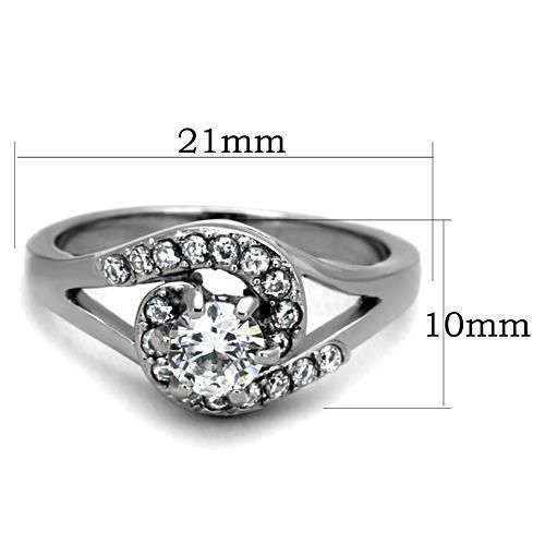 Stainless Steel Women's Ring with Clear Cubic Zirconia - Hypoallergenic & Stylish - Jewelry & Watches - Bijou Her -  -  - 