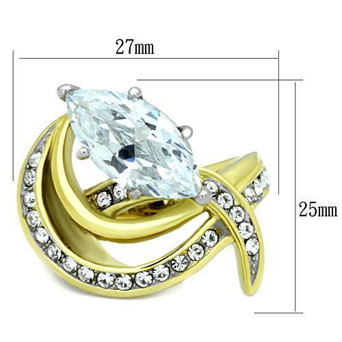 Two-Tone Stainless Steel Ring with AAA CZ - Ships in 1 Day - Jewelry & Watches - Bijou Her -  -  - 