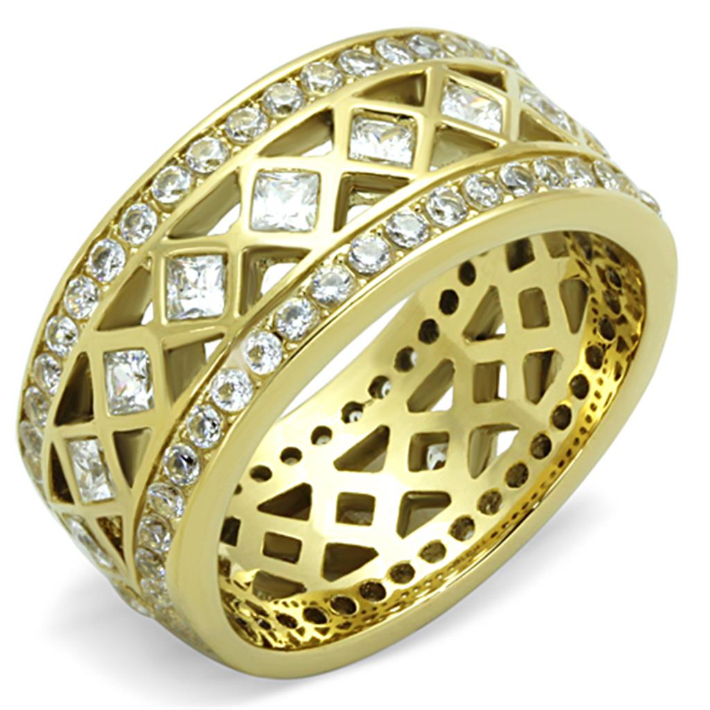 Gold Stainless Steel CZ Ring for Women - Hypoallergenic and Stylish - Jewelry & Watches - Bijou Her -  -  - 