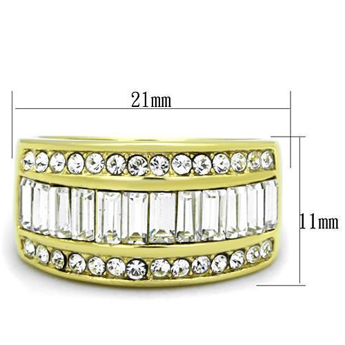 Stainless Steel Women's Rings with Synthetic Crystals - Clear and IP Gold Plating - Jewelry & Watches - Bijou Her -  -  - 