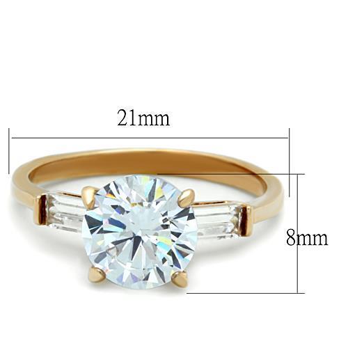 Stainless Steel Women's Ring - Rose Gold with Cubic Zirconia - Jewelry & Watches - Bijou Her -  -  - 