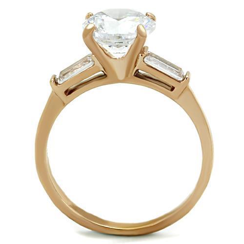 Stainless Steel Women's Ring - Rose Gold with Cubic Zirconia - Jewelry & Watches - Bijou Her -  -  - 