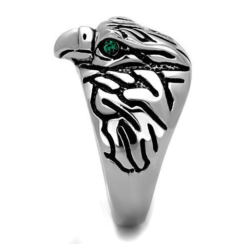 Men's Stainless Steel Ring with High-Polished Finish and Synthetic Emerald Crystal - Hypoallergenic and Durable Jewelry - Jewelry & Watches - Bijou Her -  -  - 