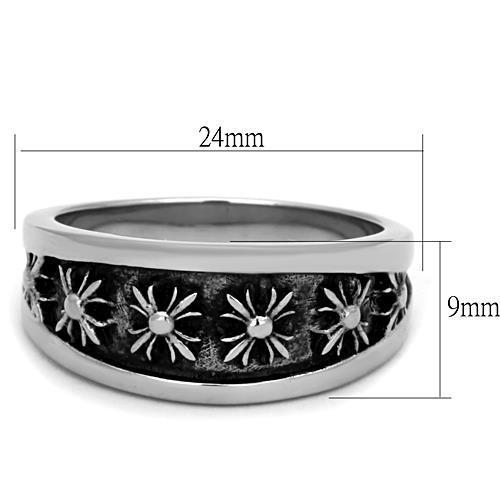 Stainless Steel Men's Ring - High-Polished with Jet Black Epoxy Design - Jewelry & Watches - Bijou Her -  -  - 