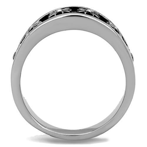 Stainless Steel Men's Ring - High-Polished with Jet Black Epoxy Design - Jewelry & Watches - Bijou Her -  -  - 